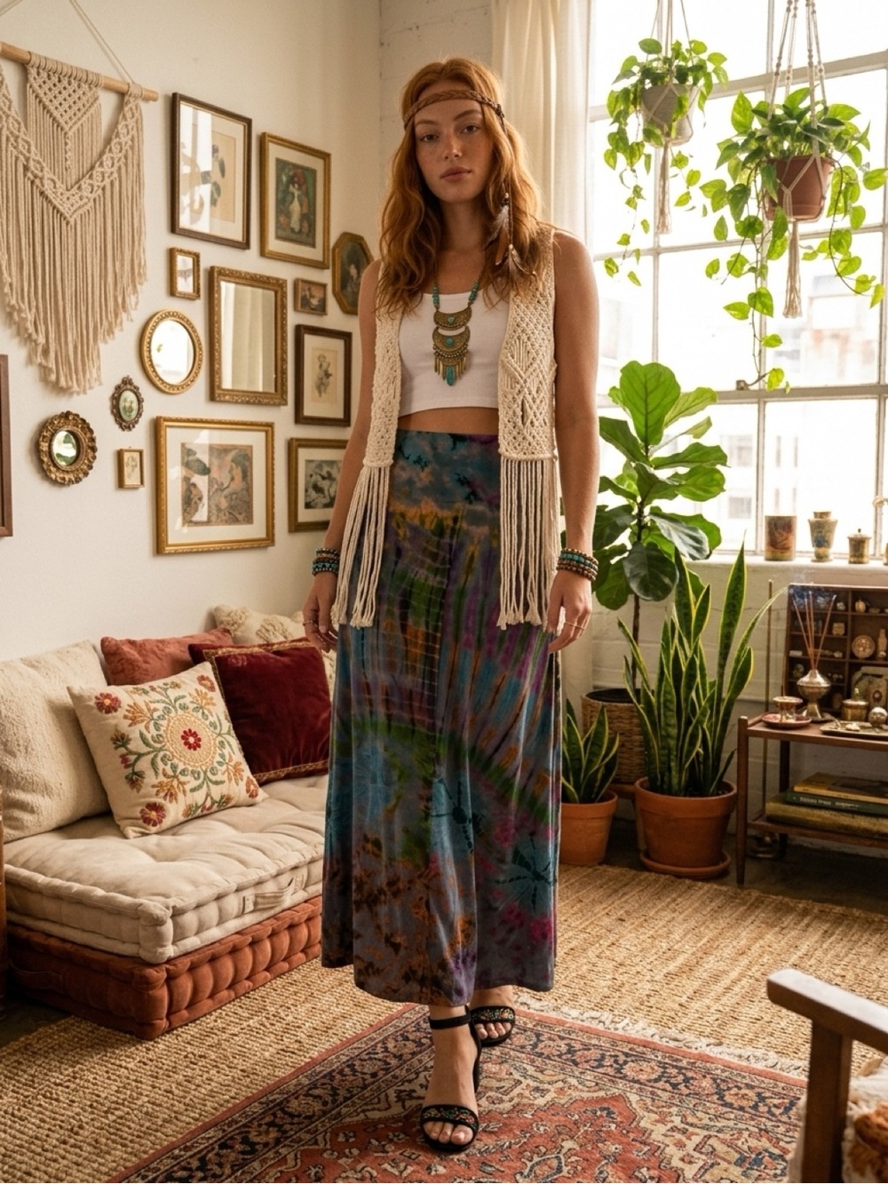 BOHO Tie-Dye Maxi Skirt - Multi